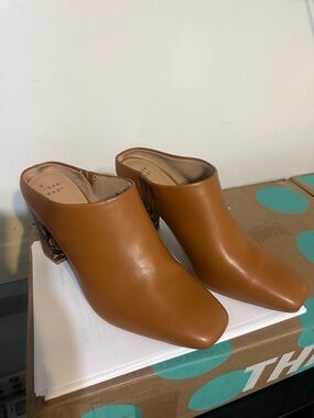 a new day Cognac Brown Square-Toe Mule Heels